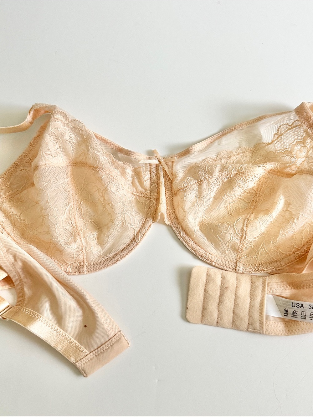NWOT Sheer Lace Underwire Bra in Light Beige